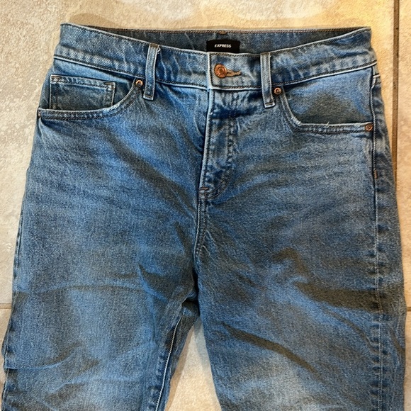 Express Mid-Rise Boot Bootcut Pieced Chewed Hem Jeans 6S Short Flare - Picture 5 of 8